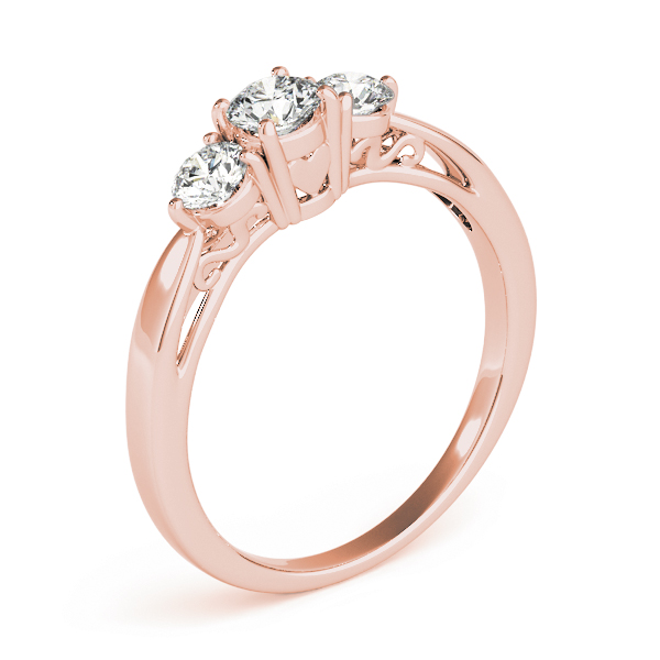 The Virginia Three-Stone Engagement Ring, upright view