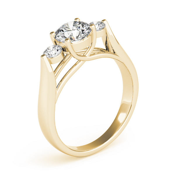 The Genevieve Three-Stone Engagement Ring, upright view