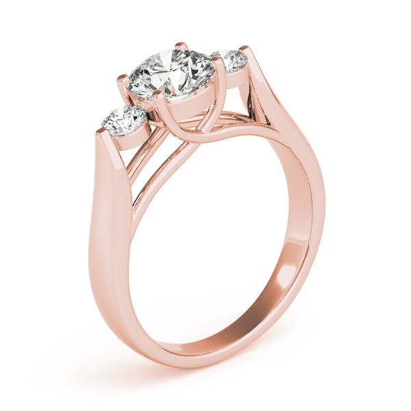 The Genevieve Three-Stone Engagement Ring, upright view