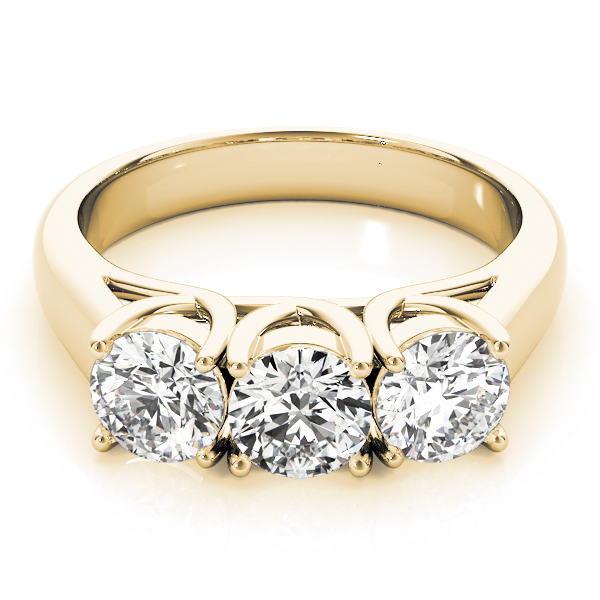 The Lucia Three-Stone Engagement Ring, set view