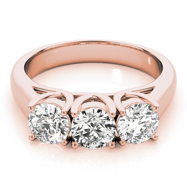 The Lucia Three-Stone Engagement Ring, set view