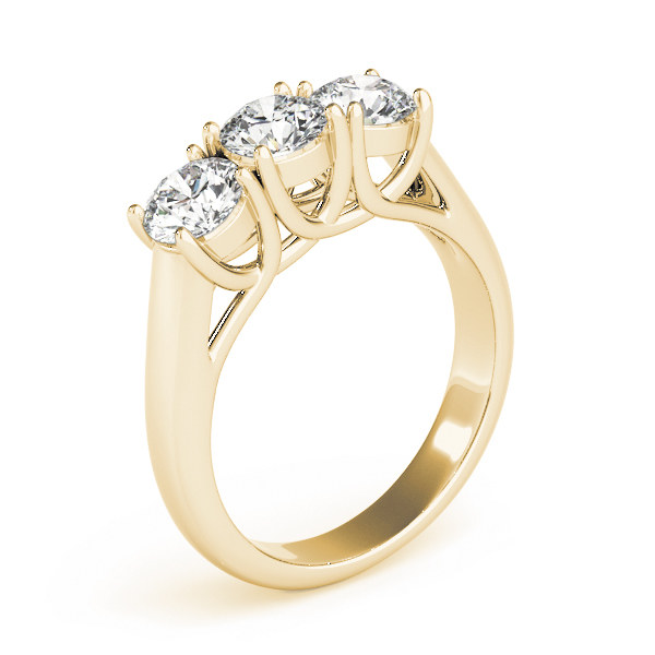 The Lucia Three-Stone Engagement Ring, upright view