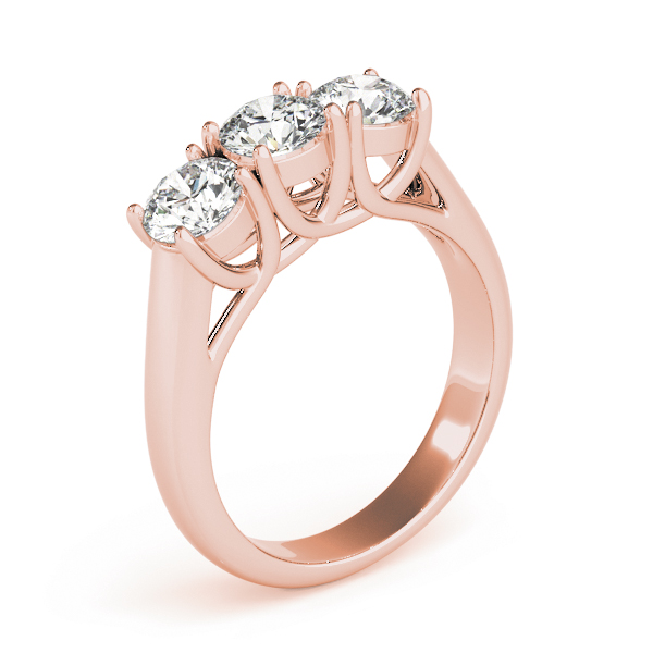 The Lucia Three-Stone Engagement Ring, upright view