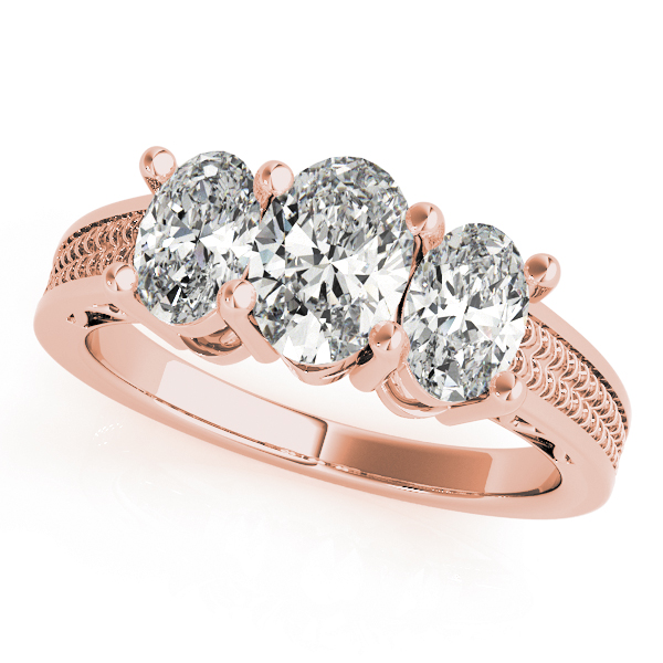 3-Stone Filigree Oval-Cut Engagement Ring