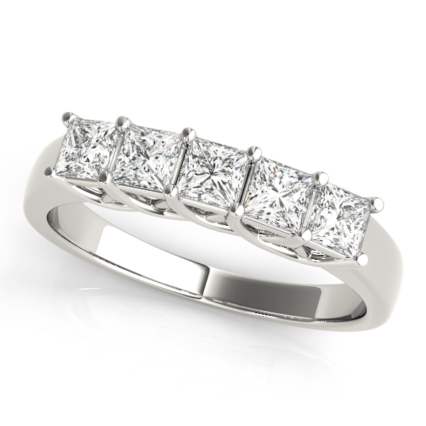 Fancy Shape Trellis Princess-Cut Wedding Band