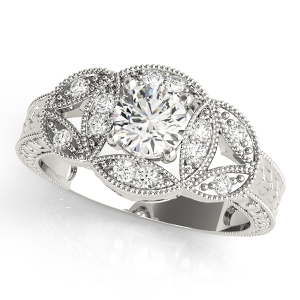Vintage Bezel Set Milgrain Engagement Ring
