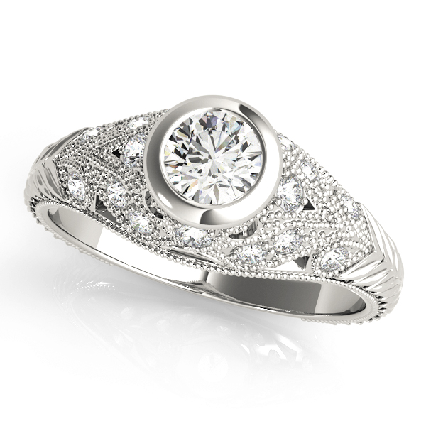 Antique Milgrain Bezel Set Engagement Rings