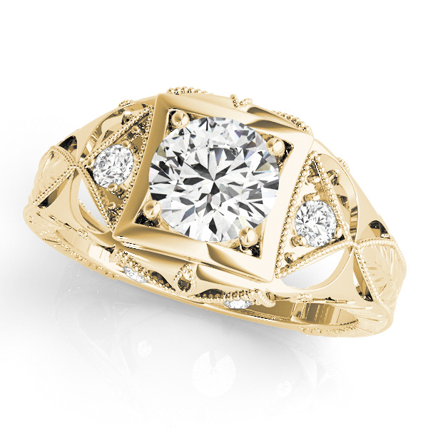 Vintage Inspired Engraved Filigree Engagement Ring