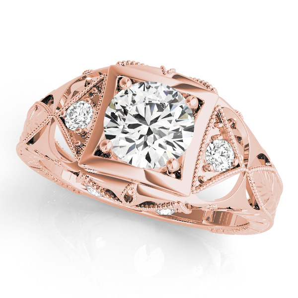 Vintage Inspired Engraved Filigree Engagement Ring