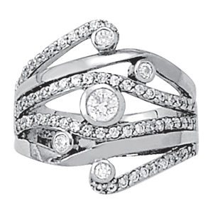 Multirow Split Shank Bezel Set Fashion Rings