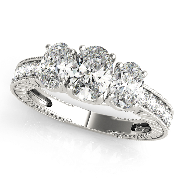 Antique 3-Stone Trellis Oval Engagement Ring