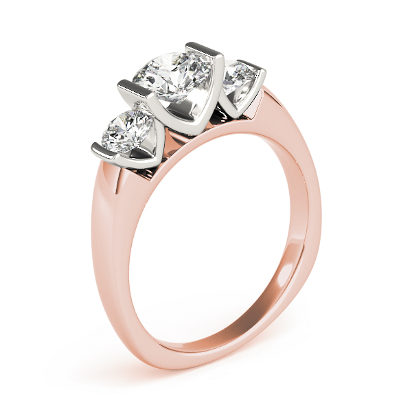 The Sybil Three-Stone Engagement Ring, upright view
