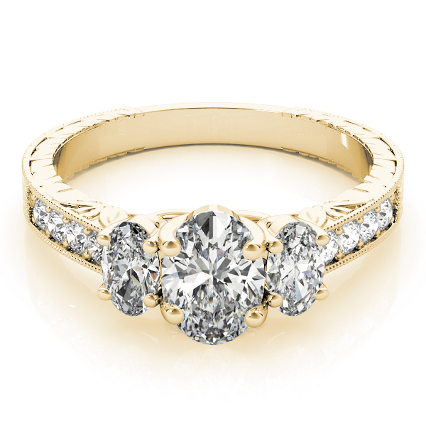 The Esther Three-Stone Engagement Ring, set view