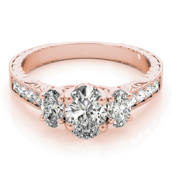 The Esther Three-Stone Engagement Ring, set view