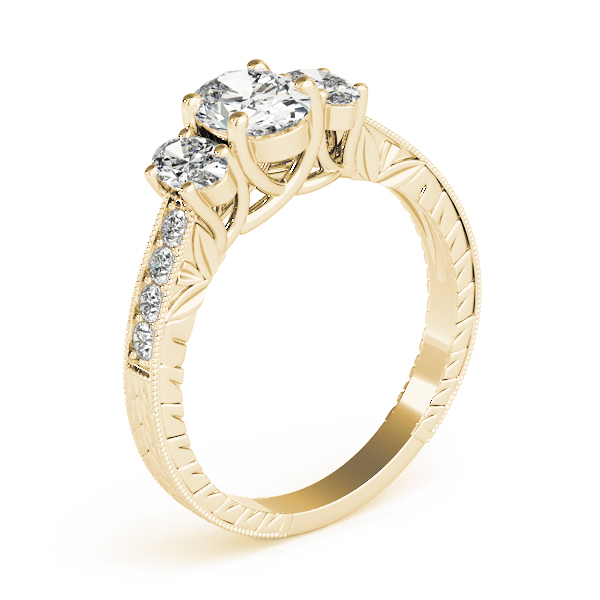 The Esther Three-Stone Engagement Ring, upright view