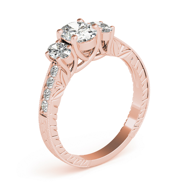 The Esther Three-Stone Engagement Ring, upright view
