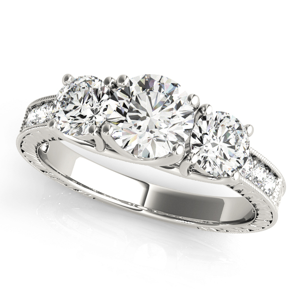 Vintage Style 3-Stone Filigree Engagement Ring
