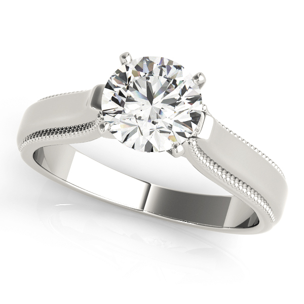 Solitaire Round Milgrain Cathedral Engagement Ring