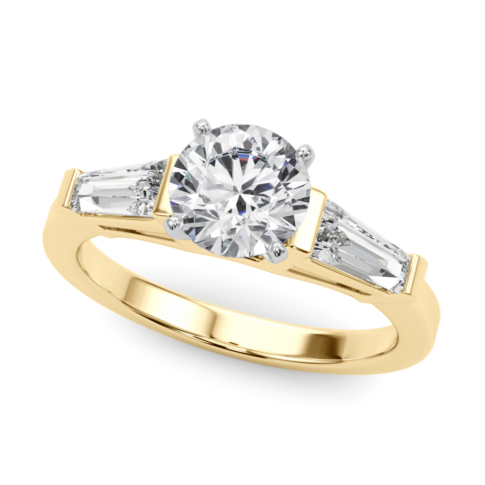 Three Stone yellow gold engagement ring