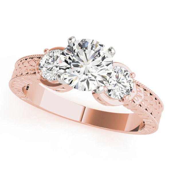 3-Stone Antique inspired Filigree Engagement Ring
