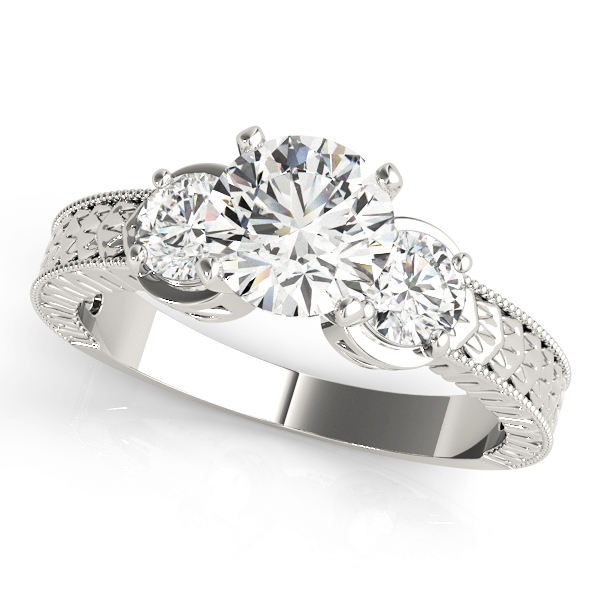 3-Stone Antique inspired Filigree Engagement Ring