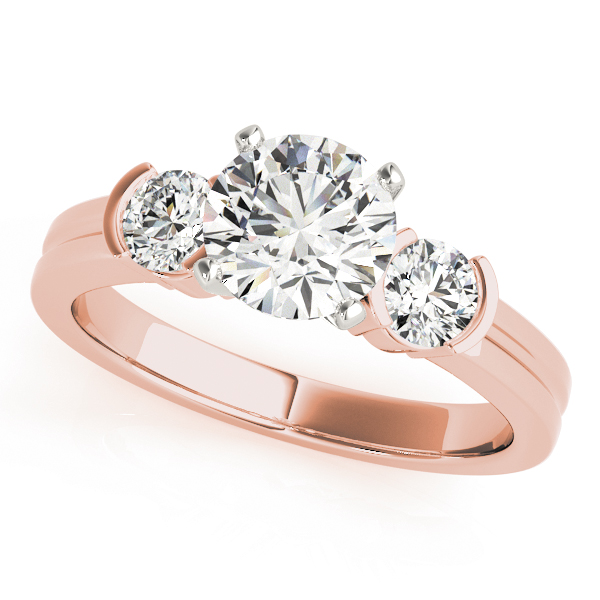 3-Stone Half Bezel Round Engagement Ring