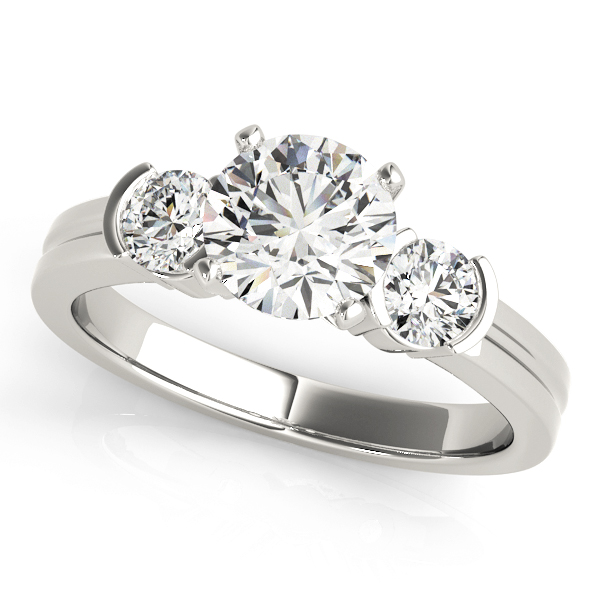 3-Stone Half Bezel Round Engagement Ring