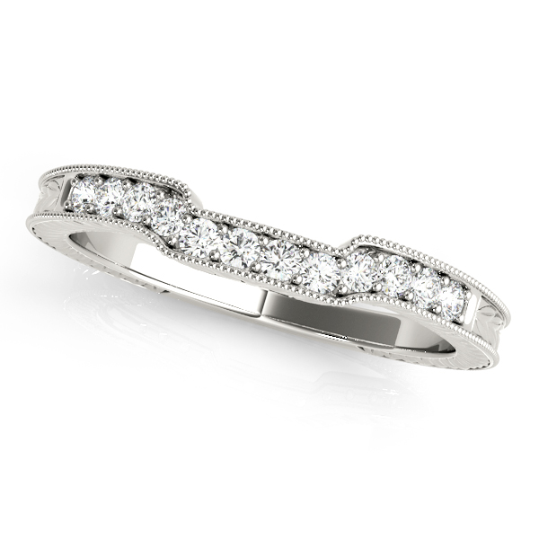 Antique Style Filigree Mailgrain Curved Wedding Rings