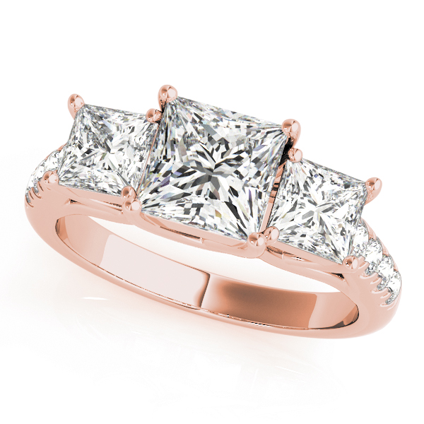 The Viola Three-Stone Engagement Ring, front view