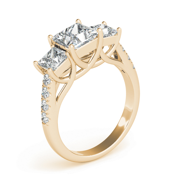 The Viola Three-Stone Engagement Ring, upright view