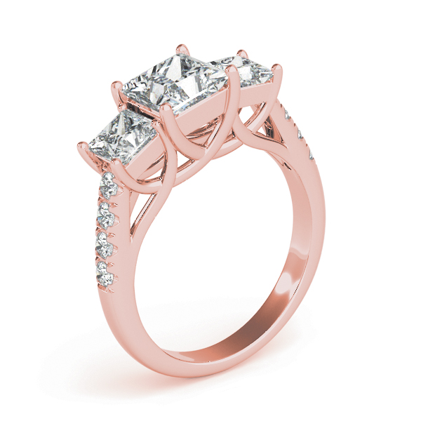 The Viola Three-Stone Engagement Ring, upright view