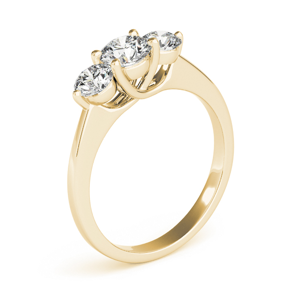 The Hazel Three-Stone Engagement Ring, angled view