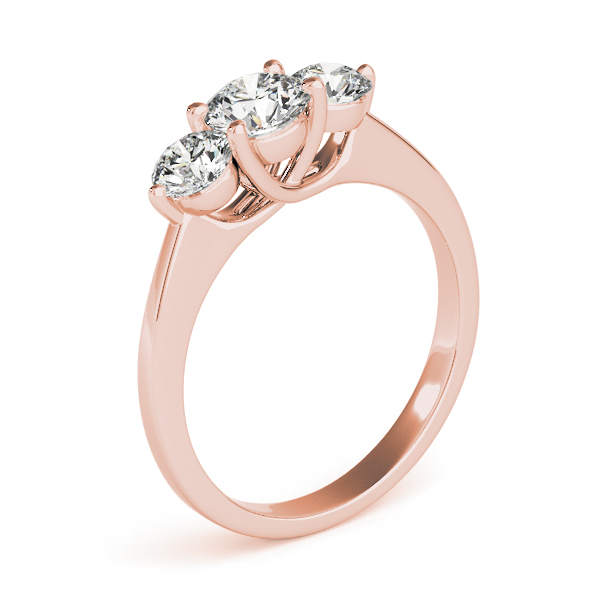 The Hazel Three-Stone Engagement Ring, angled view