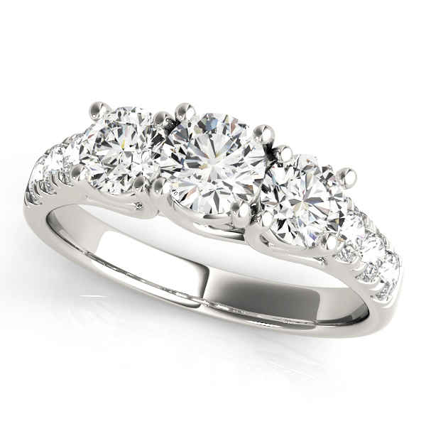 3-Stone Split Prong Trellis Engagement Ring