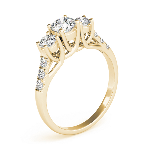 The Hannah Three-Stone Engagement Ring, angled view