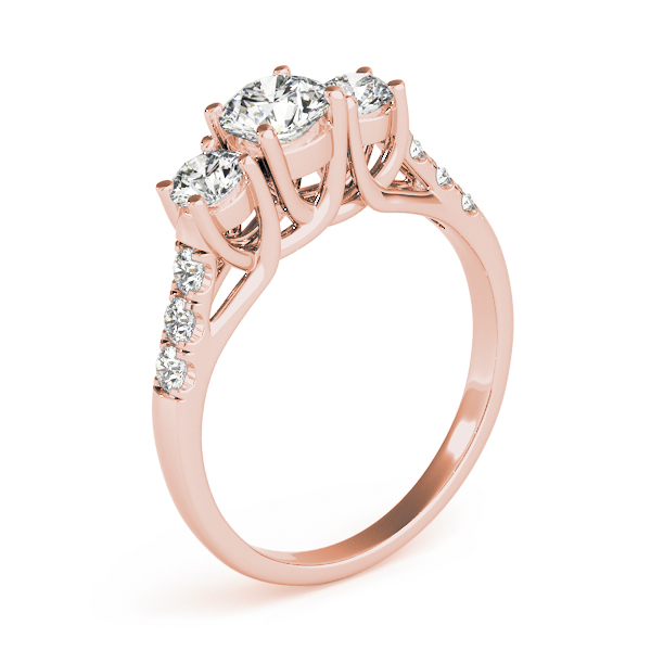 The Hannah Three-Stone Engagement Ring, angled view