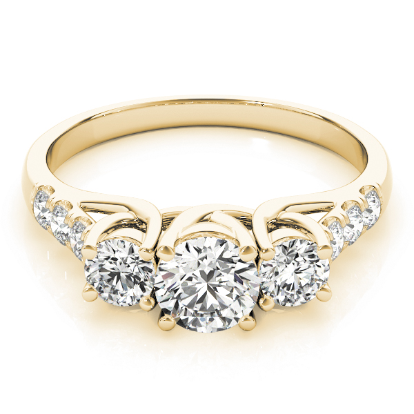 The Hannah Three-Stone Engagement Ring, set view