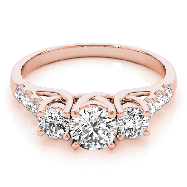 The Hannah Three-Stone Engagement Ring, set view