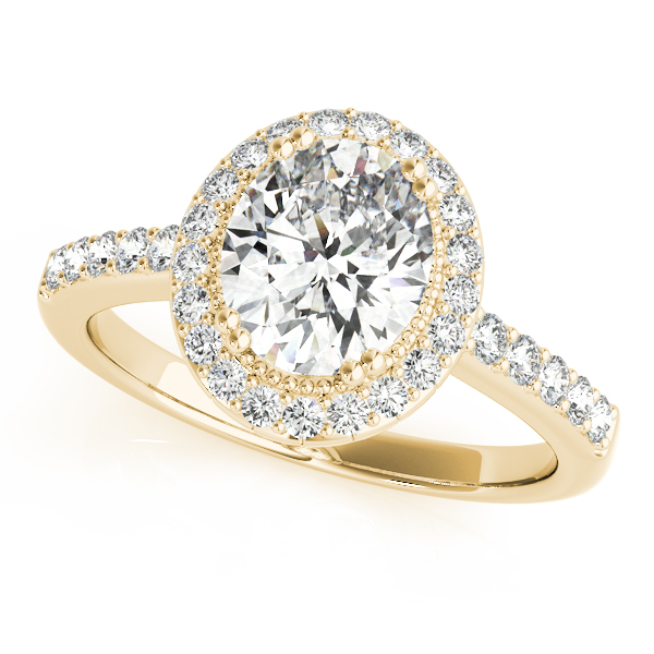 Single Row Prong Halo Oval Engagement Rings