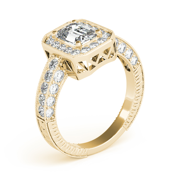 The Ava Halo Engagement Ring III, angled view