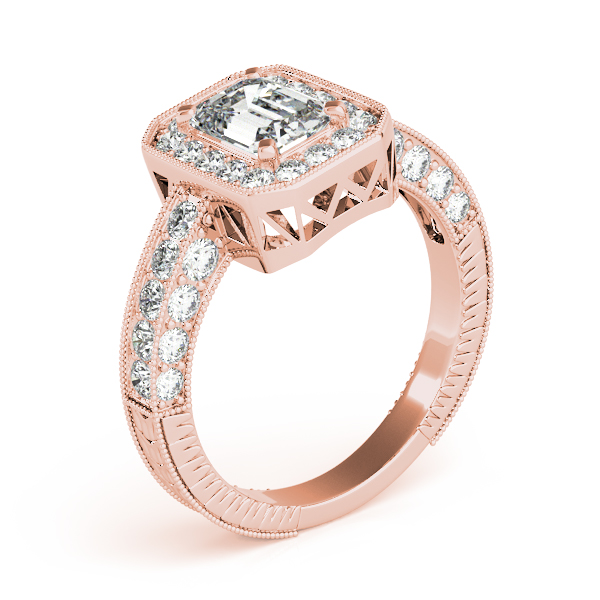 The Ava Halo Engagement Ring III, angled view