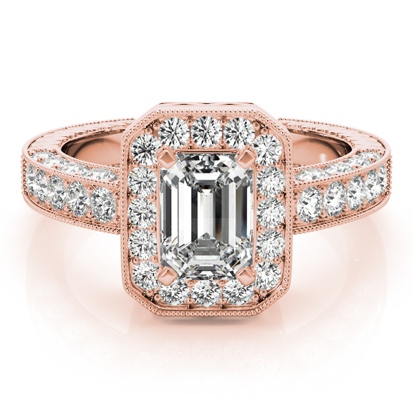 The Ava Halo Engagement Ring III, set view