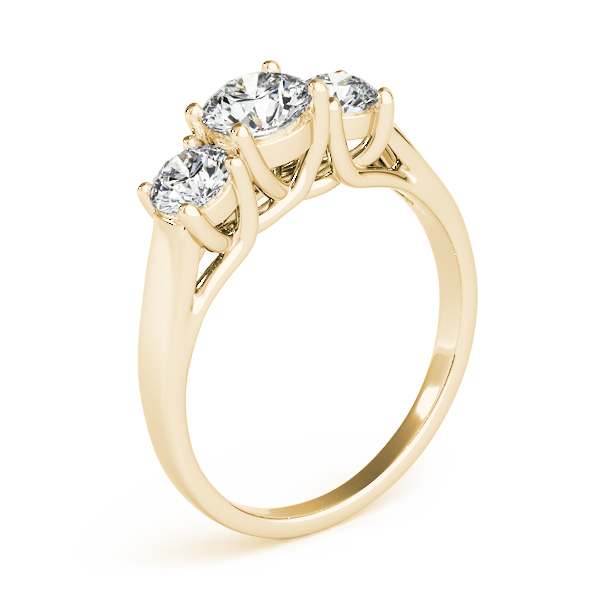 The Rosalie Three-Stone Engagement Ring, angled view
