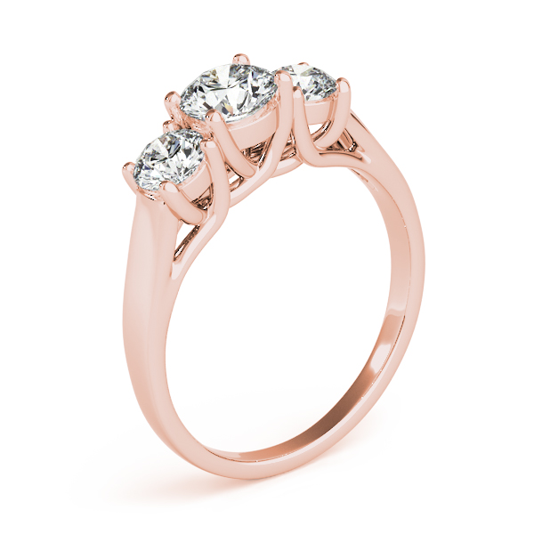 The Rosalie Three-Stone Engagement Ring, angled view
