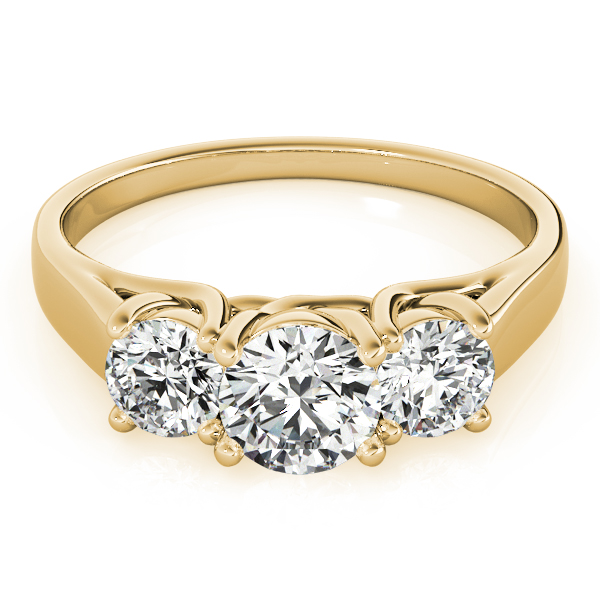 The Rosalie Three-Stone Engagement Ring, set view