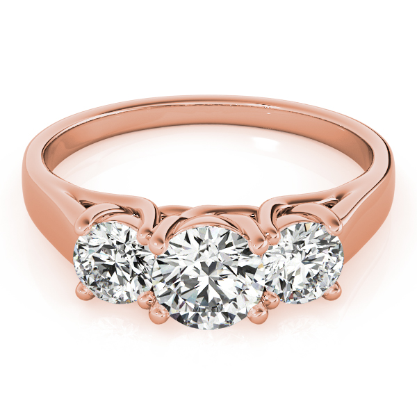 The Rosalie Three-Stone Engagement Ring, set view