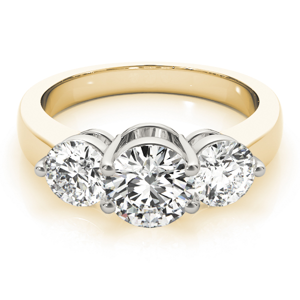 The Aurora Three-Stone Engagement Ring, set view