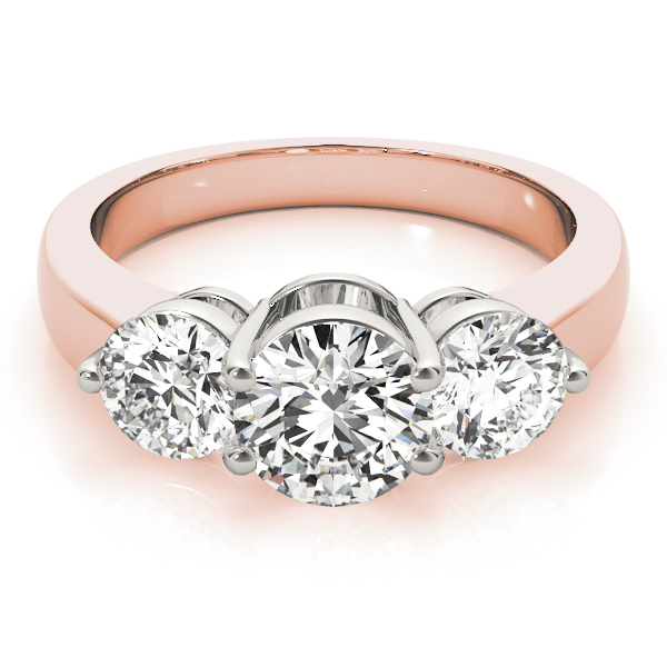 The Aurora Three-Stone Engagement Ring, set view