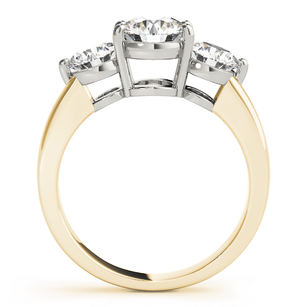 The Aurora Three-Stone Engagement Ring, side view