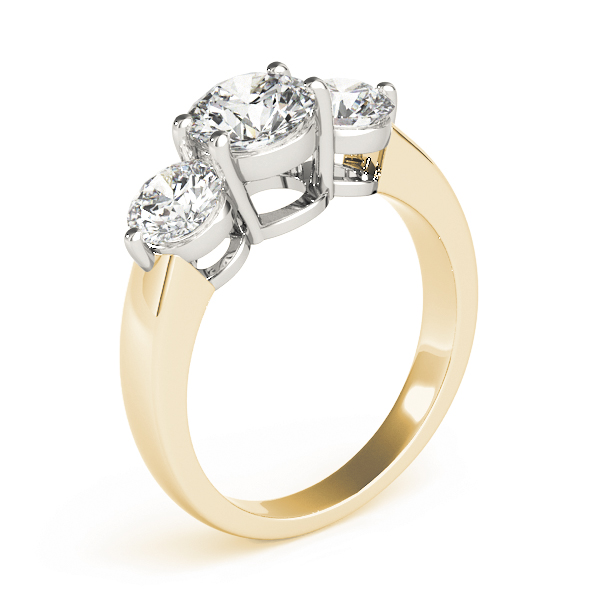 The Aurora Three-Stone Engagement Ring, upright view